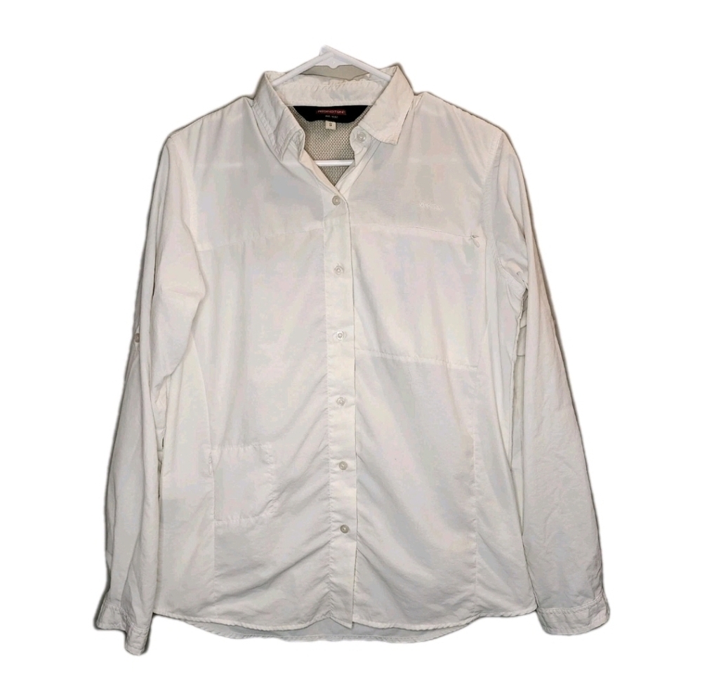 Vintage Redington UPF 30+Sports Shirt White Women's Sz S  Unique Pockets
